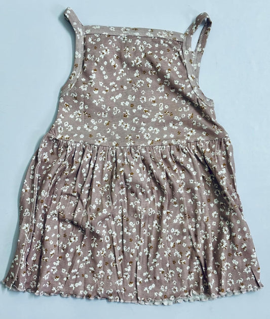 TinyChuckles | Premium Girls Floral Print Dress | Pink Color | 100% Organic Cotton | Soft & Breathable | Eco-Friendly Dress for Toddlers & Kids (1-5 Years)