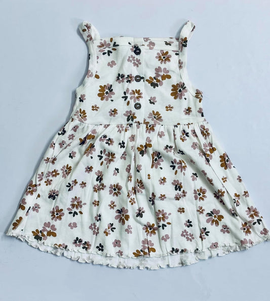TinyChuckles | Premium Girls Floral Print Dress | White Color | 100% Organic Cotton | Soft & Breathable | Eco-Friendly Dress for Toddlers & Kids (1-5 Years)