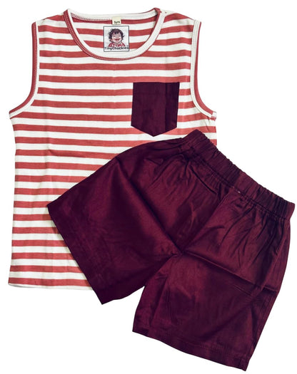 TinyChuckles | Kids Yarn Dyed T-Shirt & Supercombed Woven Shorts Set | Ultra-Soft Cotton Playwear for Boys & Girls | 1-5 Years (1 Year)