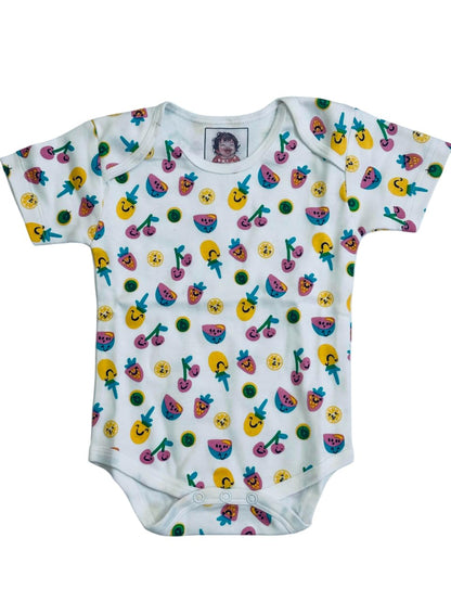 TinyChuckles | Premium Organic Cotton Baby Romper | 100% Certified Organic | Ultra-Soft & Breathable | Newborn to 12 Months (6-12 Months, Small Fruits)