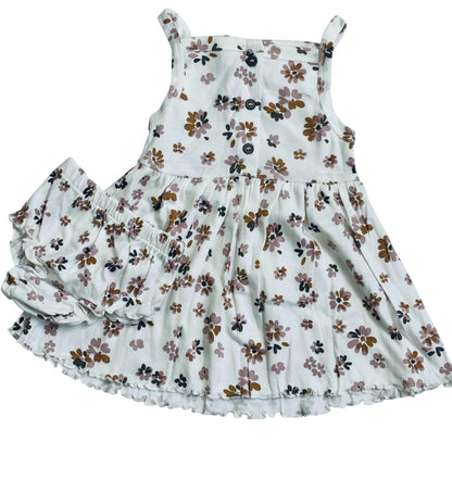 TinyChuckles | Premium Girls Floral Print Dress | White Color | 100% Organic Cotton | Soft & Breathable | Eco-Friendly Dress for Toddlers & Kids (1-5 Years)