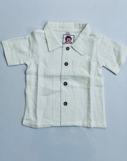 TinyChuckles | Crinkle Muslin Shirt & Shorts Set | 100% Organic Cotton | Ultra-Soft & Breathable Outfit for Boys & Girls | 6 Months - 5 Years