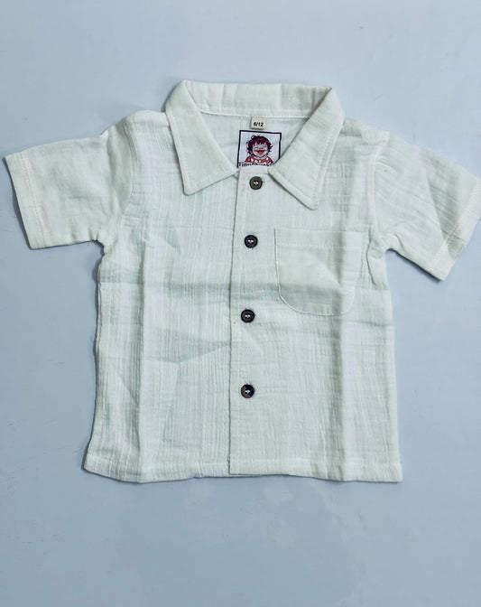 TinyChuckles | Crinkle Muslin Shirt & Shorts Set | 100% Organic Cotton | Ultra-Soft & Breathable Outfit for Boys & Girls | 6 Months - 5 Years