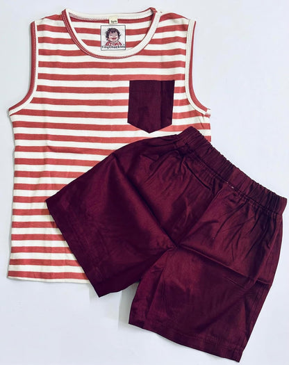 TinyChuckles | Kids Yarn Dyed T-Shirt & Supercombed Woven Shorts Set | Ultra-Soft Cotton Playwear for Boys & Girls | 1-5 Years (1 Year)