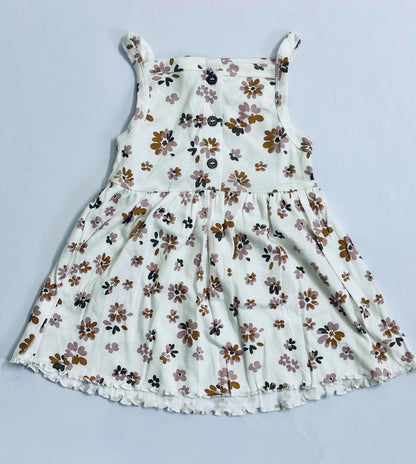 TinyChuckles | Premium Girls Floral Print Dress | White Color | 100% Organic Cotton | Soft & Breathable | Eco-Friendly Dress for Toddlers & Kids (1-5 Years)