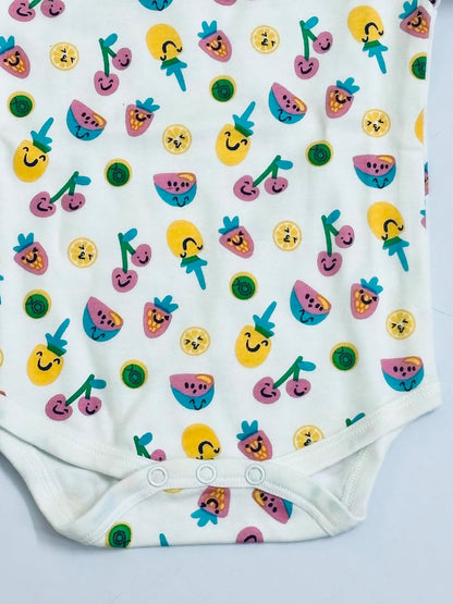 TinyChuckles | Premium Organic Cotton Baby Romper | 100% Certified Organic | Ultra-Soft & Breathable | Newborn to 12 Months (6-12 Months, Small Fruits)