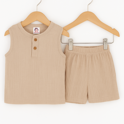 TinyChuckles | Premium Muslin Gauze Pajama Set | 100% Organic Cotton | Ultra-Soft, Breathable Sleepwear for Toddlers & Kids