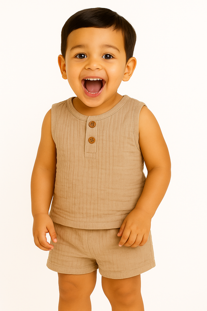 TinyChuckles | Premium Muslin Gauze Pajama Set | 100% Organic Cotton | Ultra-Soft, Breathable Sleepwear for Toddlers & Kids